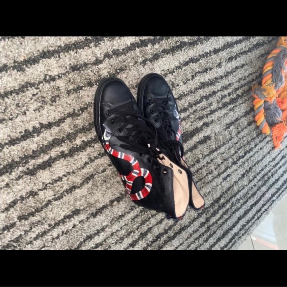 Gucci Black and Red Snake High-Top Sneakers - Picture 3 of 3